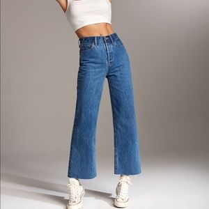 Aritzia Denim Forum Wide Leg Farrah Jeans with raw hem